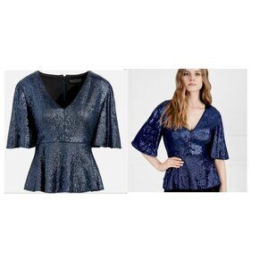 Rachel Zoe Navy Glam Top Size 2 New with Tags Reg. Retail $385.00